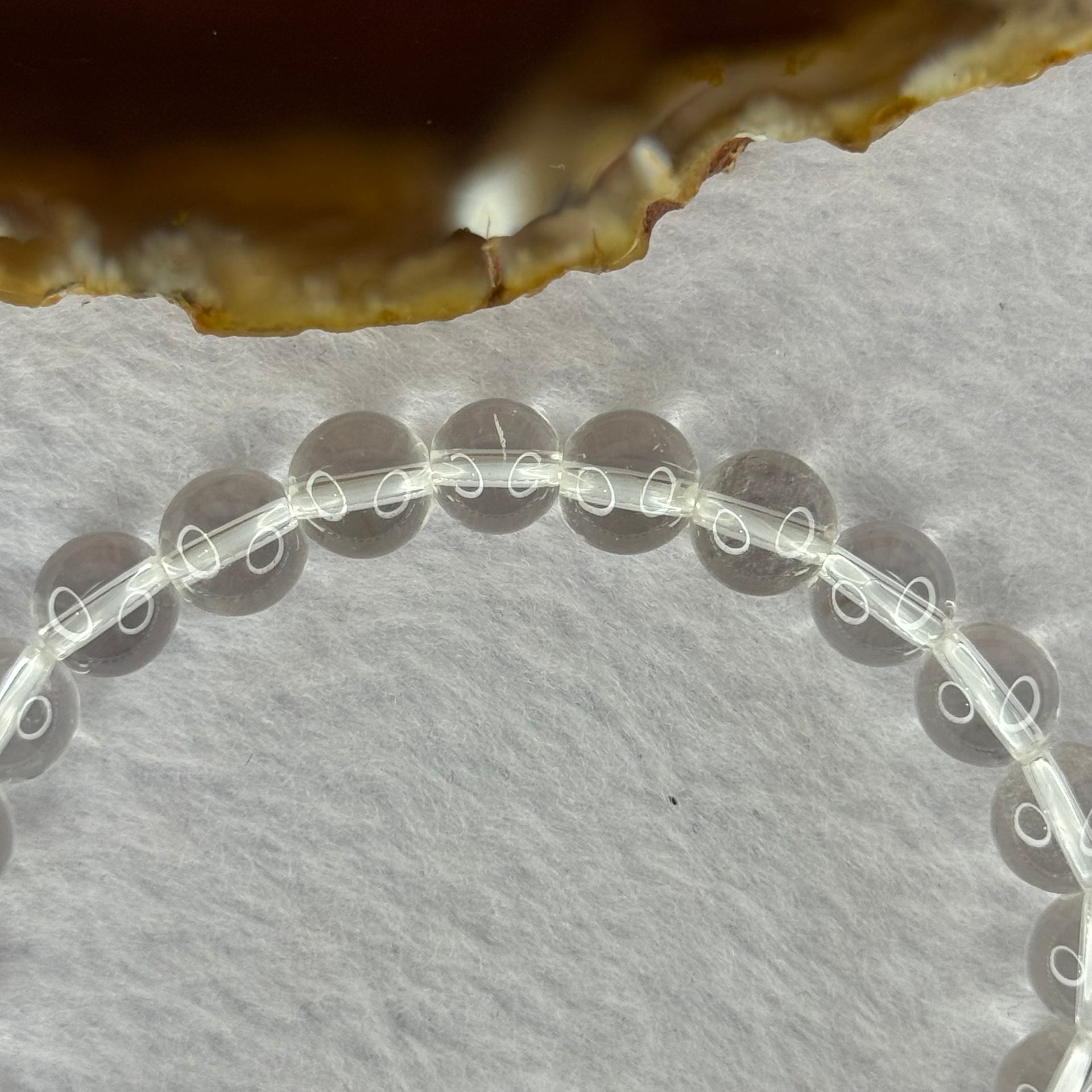 Natural Clear Quartz Bracelet 天然白水晶手链 18.30g 16.5cm 8.4mm 24 Beads - Huangs Jadeite and Jewelry Pte Ltd