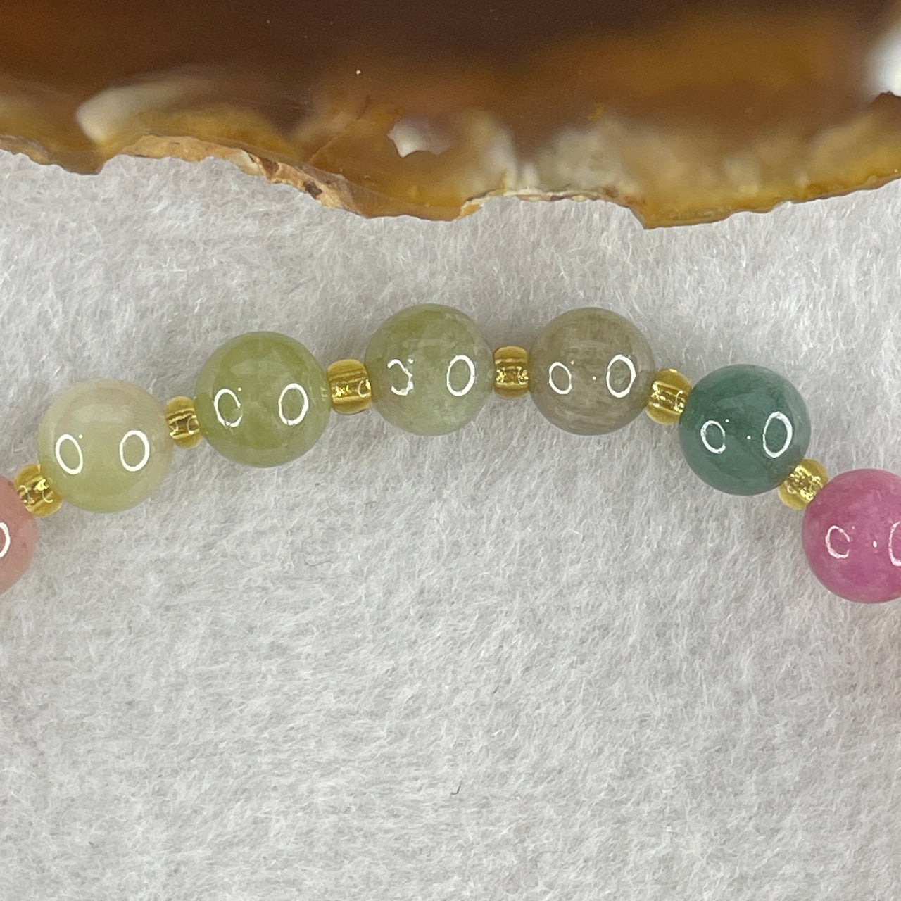 Certified Natural Multi Tourmaline Beads Bracelet 14.60g 20.5cm 7.3mm 26Beads