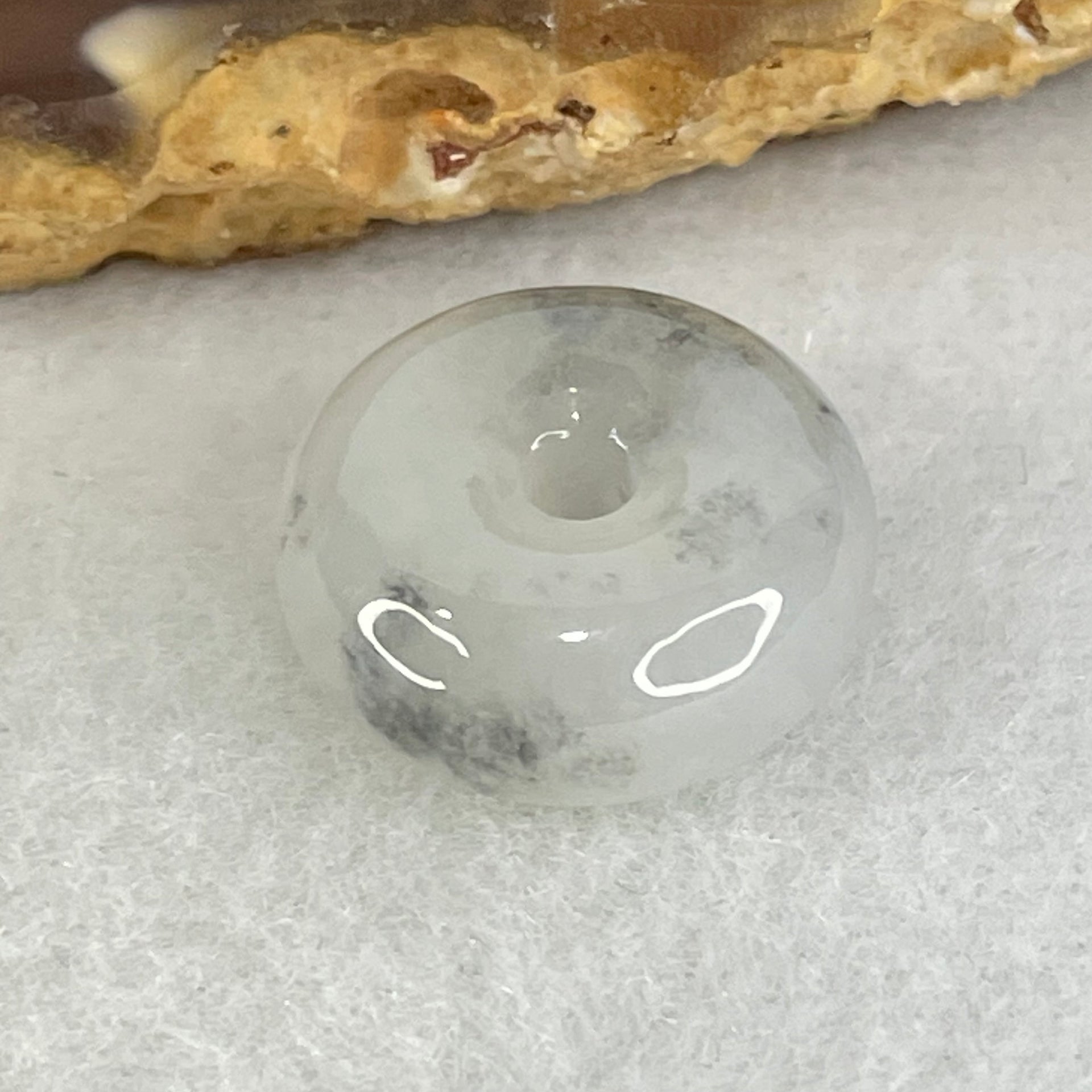 Type A Wuji Grey Jadeite Ping An Kou Donut Charm Pendant 3.32g 15.2 by 6.8mm - Huangs Jadeite and Jewelry Pte Ltd