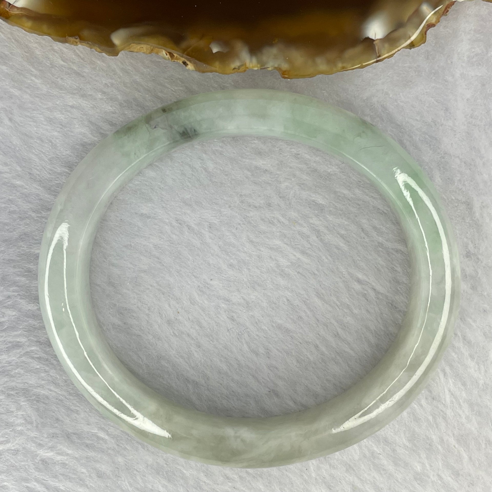 Type Seni Icy Light Sky Blue With Blueish Green Piao Hua 47.68g 12.0 by 8.1 mm Internal Diameter 56.8 mm (Slight External Lines) - Huangs Jadeite and Jewelry Pte Ltd