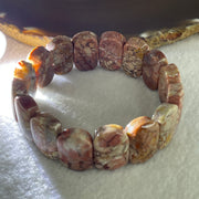 Certified Natural Alashan Agate Pink Shou Pai Bracelet 53.325g 17.5cm 20.3mm 16pcs - Huangs Jadeite and Jewelry Pte Ltd