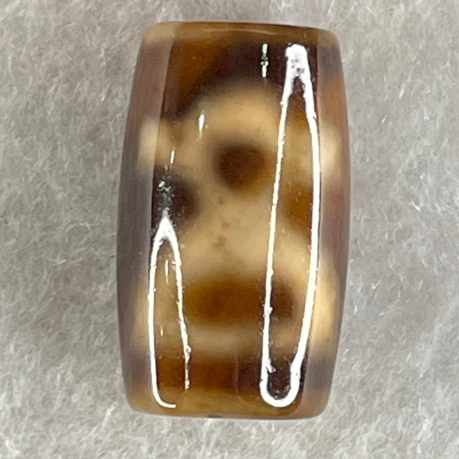 Natural Powerful Tibetan Old Oily Agate Double Cai Shen Dzi Bead Heavenly Master (Tian Zhu) 双财神长天珠 4.89g 19.8 by 11.9mm - Huangs Jadeite and Jewelry Pte Ltd