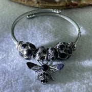 Natural Black Onyx Ball Charm with Bee Silver Bracelet 23.90g 13.7 by 5.0 by 1.2mm - Huangs Jadeite and Jewelry Pte Ltd