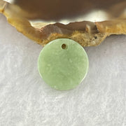 Type A Blueish Green Jadeite Mini Round Wu Shi Pai Pendant 1.18g 13.8 by 2.5mm - Huangs Jadeite and Jewelry Pte Ltd