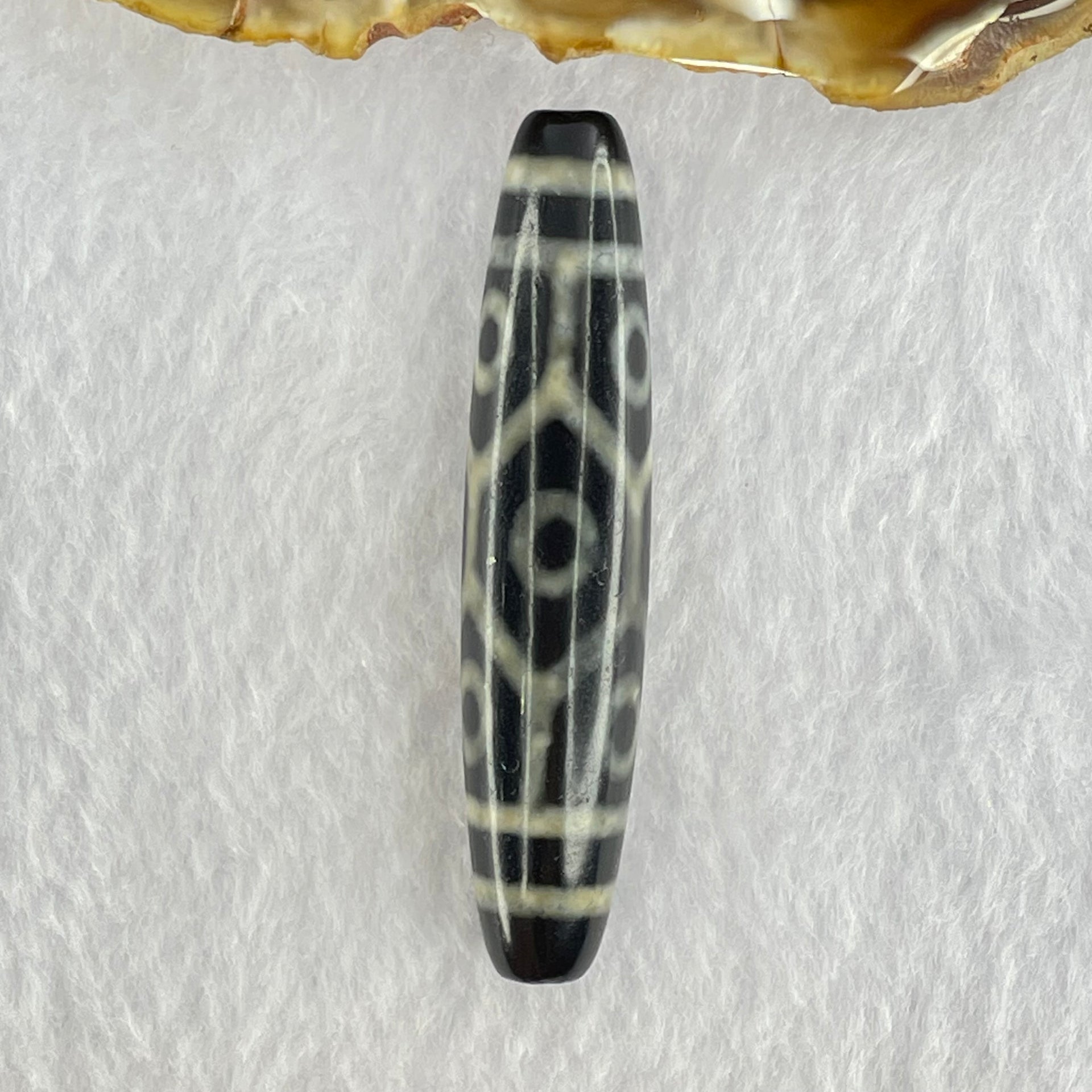 Natural Powerful Tibetan Old Oily Agate 9 Eyes Dzi Bead Heavenly Master (Tian Zhu) 九眼天诛 14.11g 58.5 by 12.7mm - Huangs Jadeite and Jewelry Pte Ltd