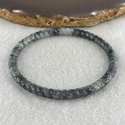 Natural Type A Wuji Grey Jadeite Twisted Bangle | 59.2mm Inner Diameter (13.87g 5.3x5.4mm | Continuous Fortune & Root Shield) - Huangs Jadeite and Jewelry Pte Ltd