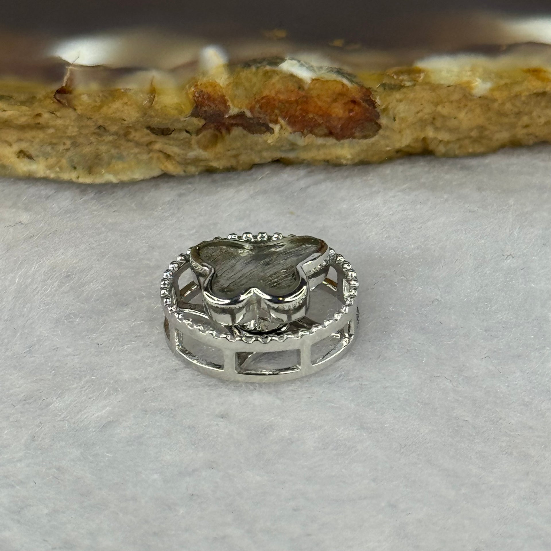 Natural Meteorite Spinning Sliver Butterfly Charm in S925 Silver For Necklace/Bracelet 1.75g 13.2 by 5.8mm - Huangs Jadeite and Jewelry Pte Ltd