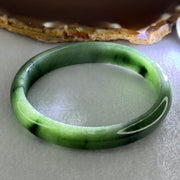 Type A Green Jadeite Oval Bangle Internal Diameter 57.7mm 36.44g 11.6 by 7.0mm (Slight Internal Lines) - Huangs Jadeite and Jewelry Pte Ltd