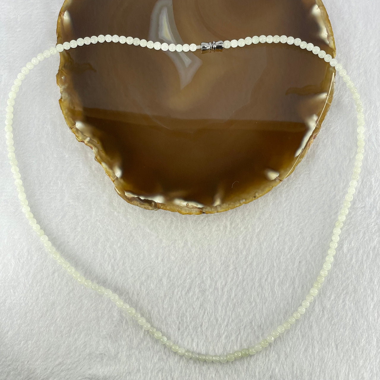 Type A White Jadeite Beads Necklace 16.83g 56cm 4.5mm 160 Beads - Huangs Jadeite and Jewelry Pte Ltd