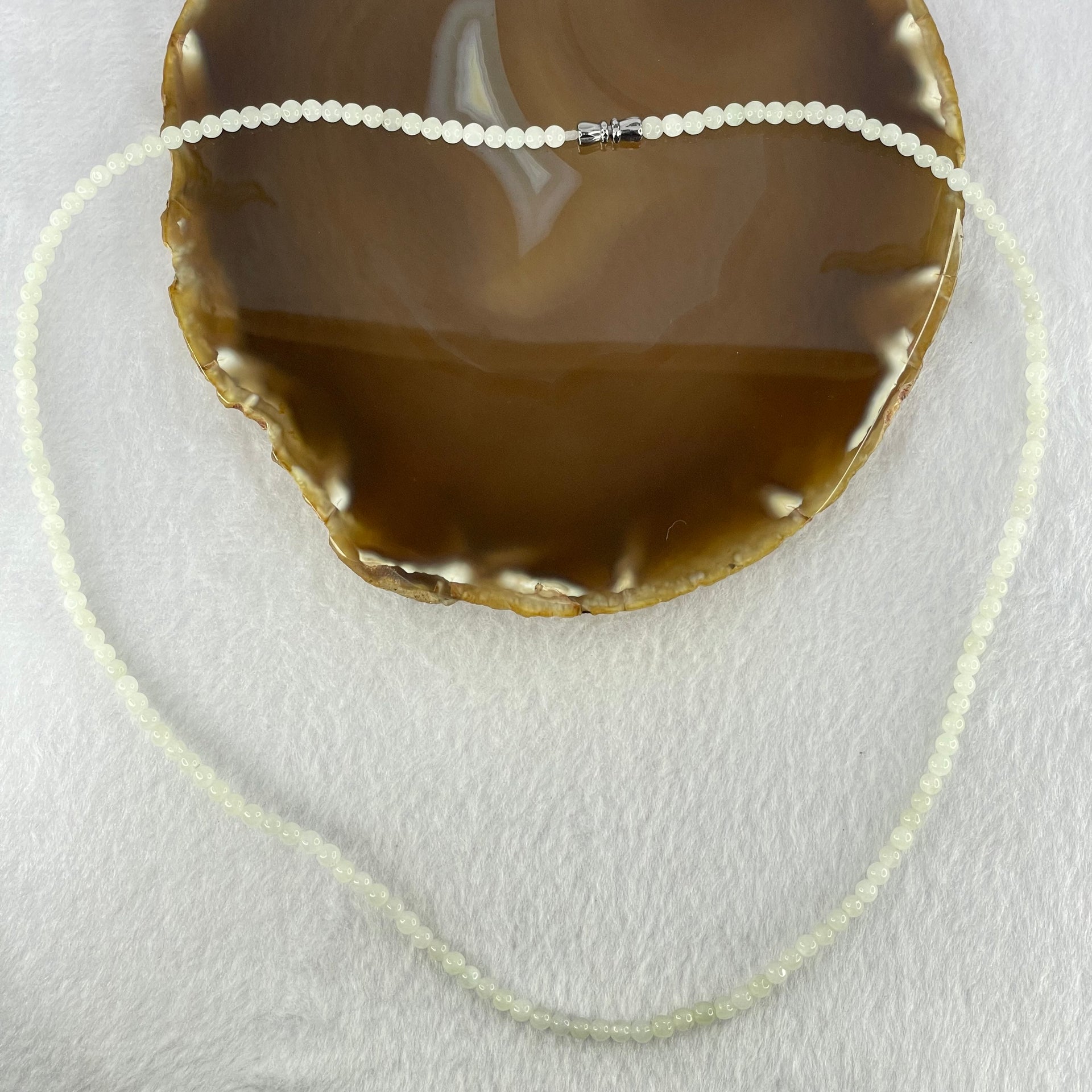 Type A White Jadeite Beads Necklace 16.83g 56cm 4.5mm 160 Beads - Huangs Jadeite and Jewelry Pte Ltd