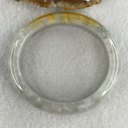 Type A Green Wuji Grey with Yellow Patches Jadeite Oval Bangle Internal Diameter 55.7mm 50.82g 12.7 by 7.7mm ( Slight External Line ) - Huangs Jadeite and Jewelry Pte Ltd