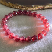 Good Grade Natural Strawberry Quartz Beads Bracelet 19.83g 16.5cm 8.6mm 23 Beads - Huangs Jadeite and Jewelry Pte Ltd