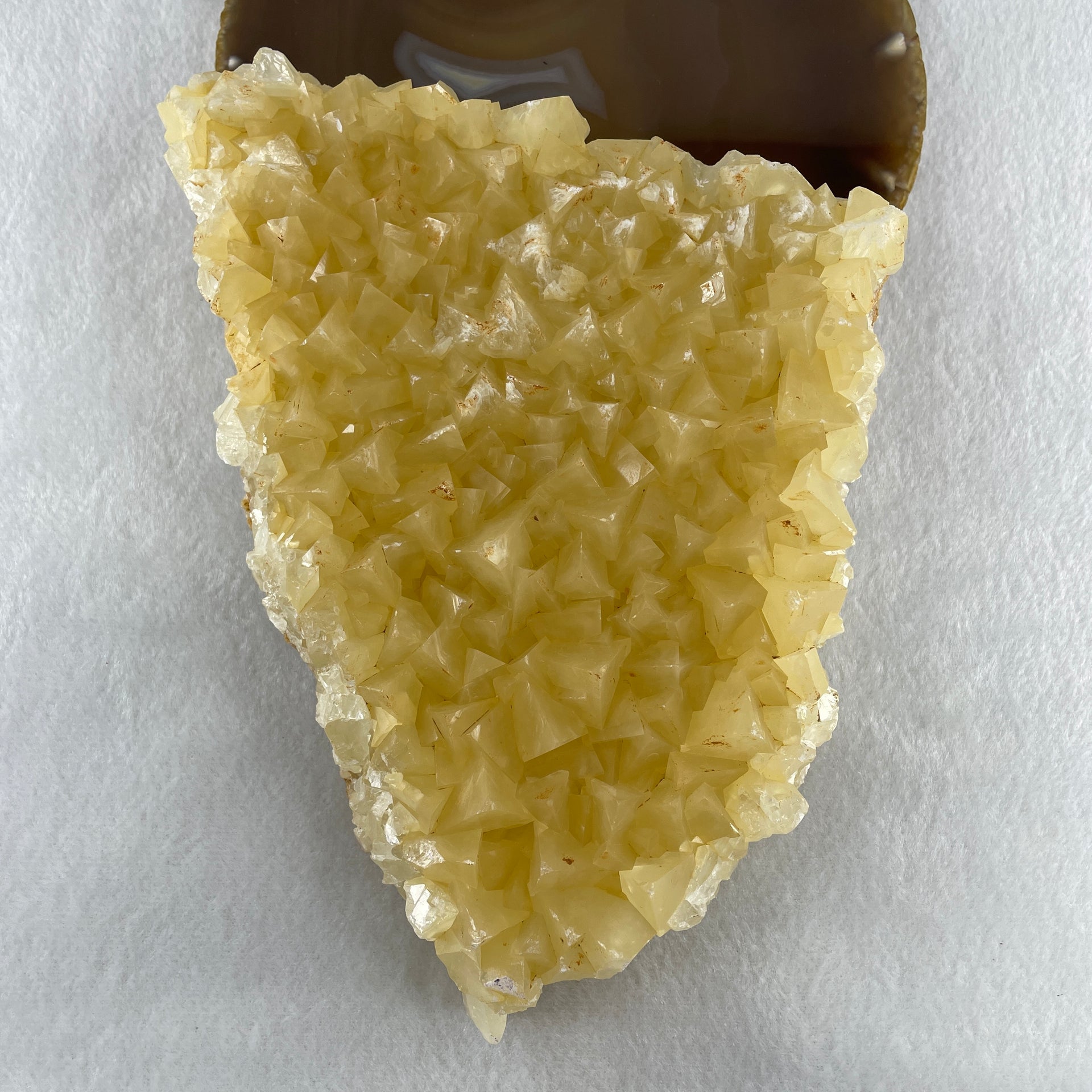 Natural Yellowish White Calcite Rough with Wooden Stand 1,246.2g 170.0 by 92.6 by 200.0mm - Huangs Jadeite and Jewelry Pte Ltd