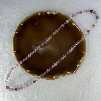 Average Grade Natural Super 7 Crystal Beads Necklace 天然超级七水晶珠项链 34.44g 54cm 7.0mm 85 Beads