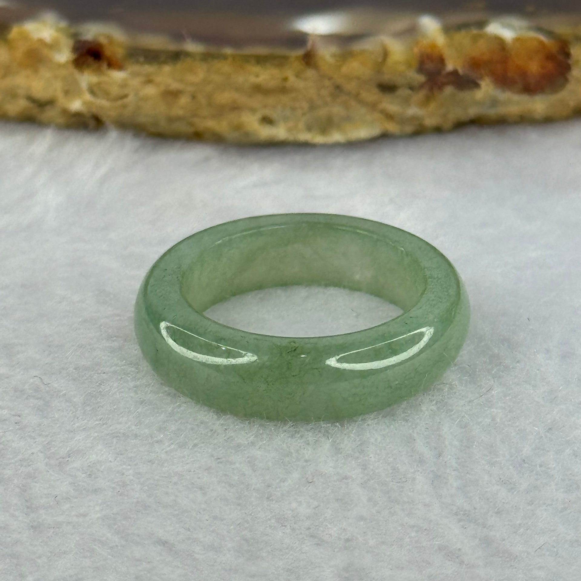 Type A Green Jadeite Ring 3.97g 6.1 by 3.8mm US7 HK15.5 - Huangs Jadeite and Jewelry Pte Ltd