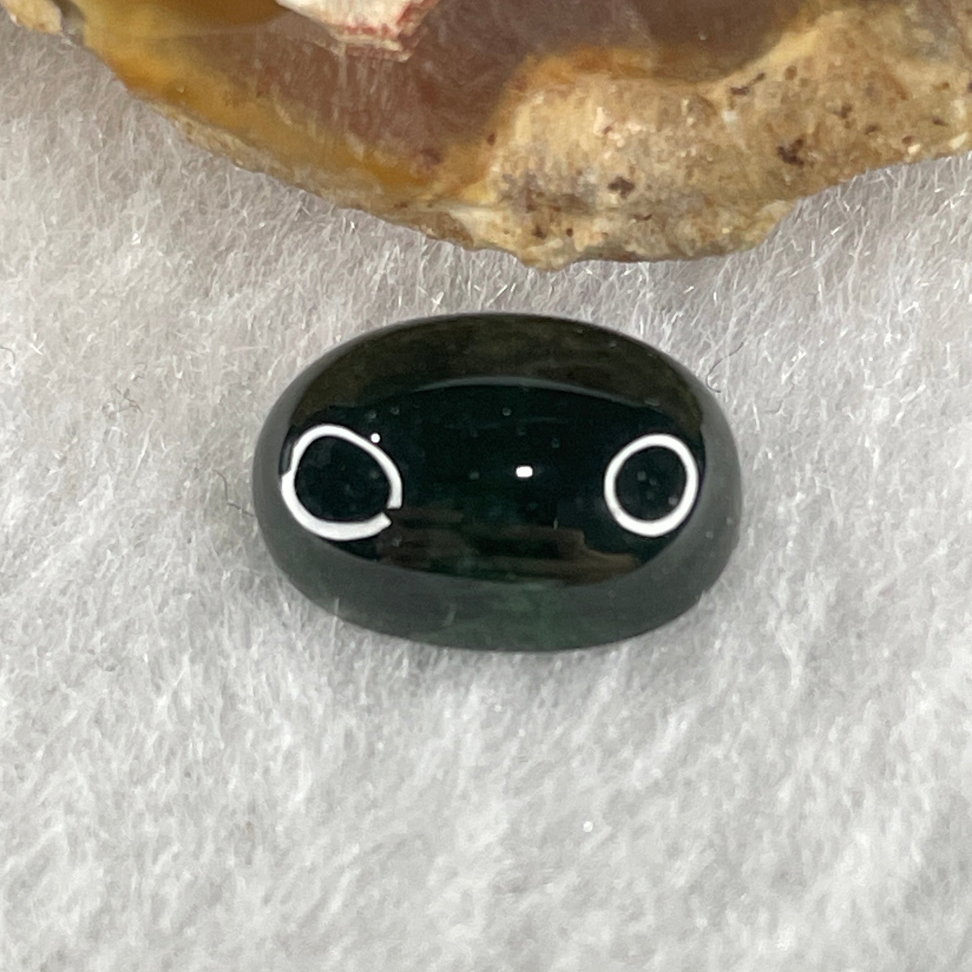 Type A Translucent Black Omphacite Jadeite Round Cabouchon Stone For Setting 0.93g 11.7 by 8.4 by 4.6mm - Huangs Jadeite and Jewelry Pte Ltd