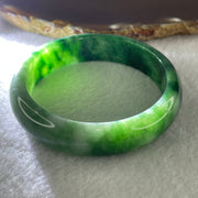 Certified Type A Natural Green with Emerald Green and White Spot Jadeite Bangle 58.20g Inner Diameter 57.9mm 14.8 by 7.7mm (Very Slight Internal Line) - Huangs Jadeite and Jewelry Pte Ltd