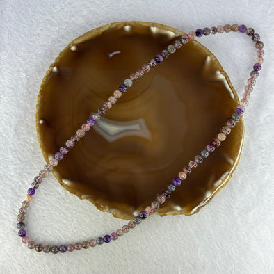 Above Average Grade Natural Super 7 Crystal Beads Necklace 天然超级七水晶珠项链 29.70g 54cm 6.5mm 90 Beads