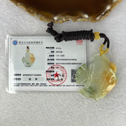 Type A Green Yellow Red with Blueish Green Piao Hua Jadeite Angelfish Pendent 43.67g 51.0 by 45.5 by 13.8 mm - Huangs Jadeite and Jewelry Pte Ltd