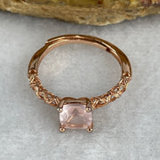Natural-Rose-Quartz-Bead-in-S925-Sliver-Gold-Color-Ring-1.79g-6.6-by-4.5mm-(Adjustable Size)