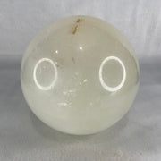 Natural Milky White Quartz Crystal Sphere Ball with Wooden Stand 1,624.0g 101.0 by 113.0mm - Huangs Jadeite and Jewelry Pte Ltd