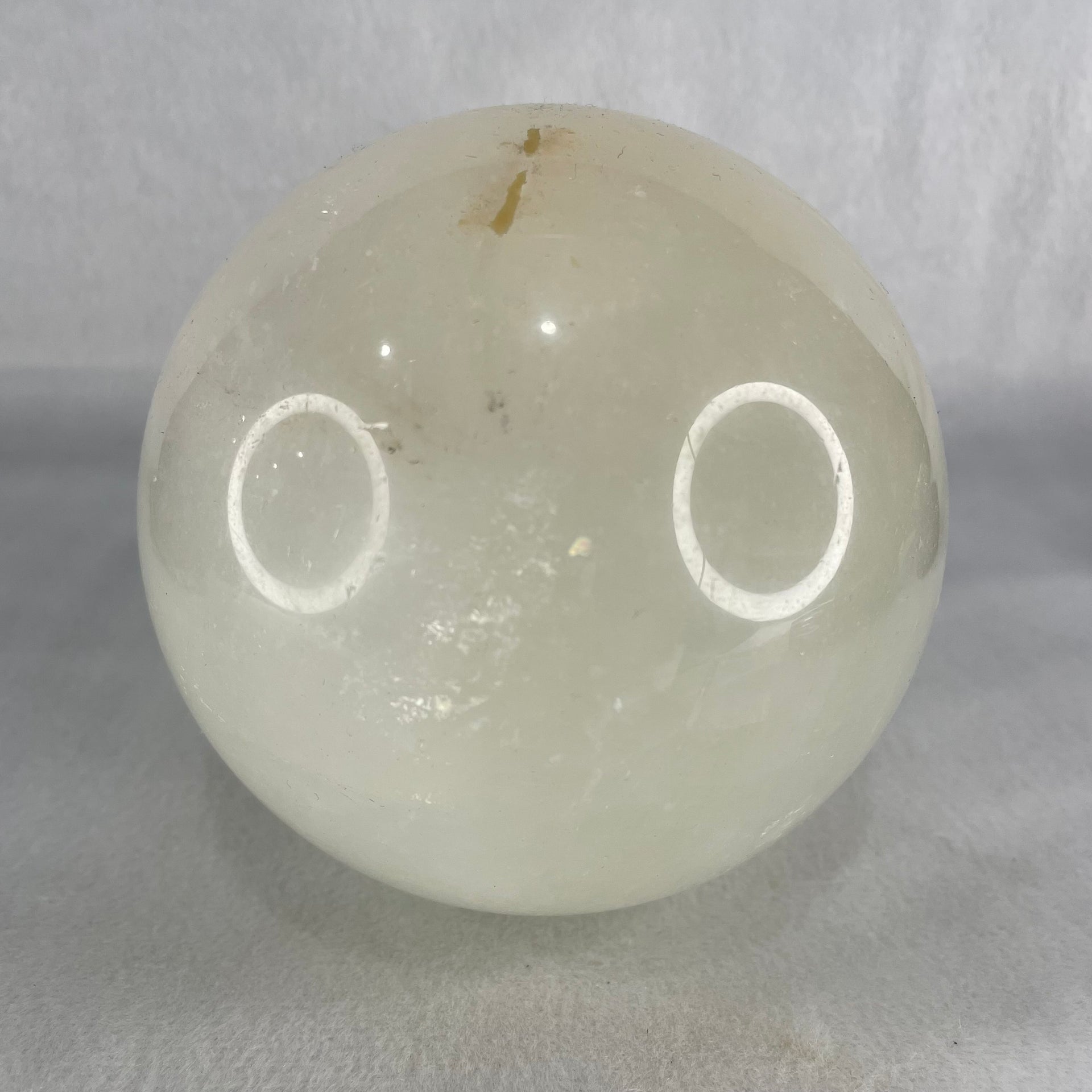Natural Milky White Quartz Crystal Sphere Ball with Wooden Stand 1,624.0g 101.0 by 113.0mm - Huangs Jadeite and Jewelry Pte Ltd