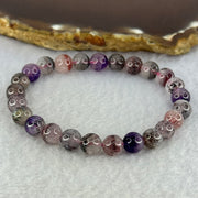 Natural Super 7 Beads Bracelet 12.81g 15cm 7.3mm 25 Beads - Huangs Jadeite and Jewelry Pte Ltd