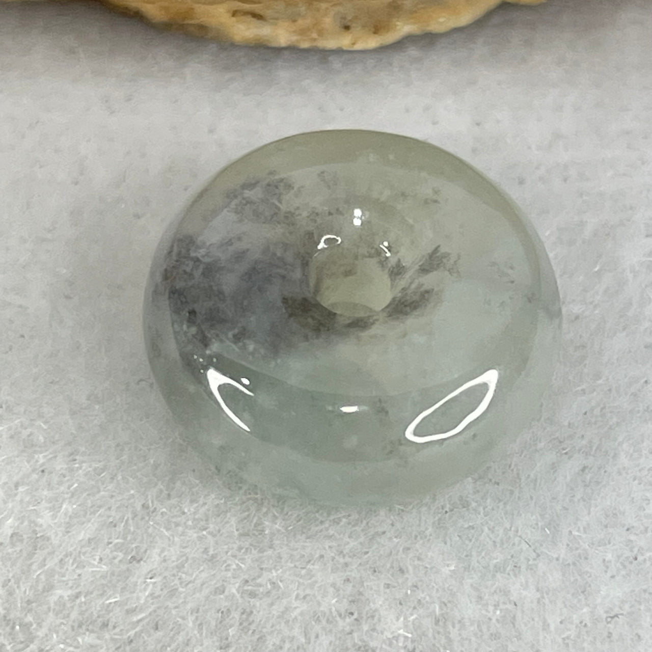 Type A Semi Icy Light Green With Wuji Grey Piao Hua Jadeite Ping An Kou Charm/Pendant 2.26g 14.0 by 5.5mm - Huangs Jadeite and Jewelry Pte Ltd