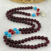Natural Dark Red Blood Amber Beads Necklace 天然血珀项链 27.79g 54cm 6.4mm 80 Beads - Huangs Jadeite and Jewelry Pte Ltd