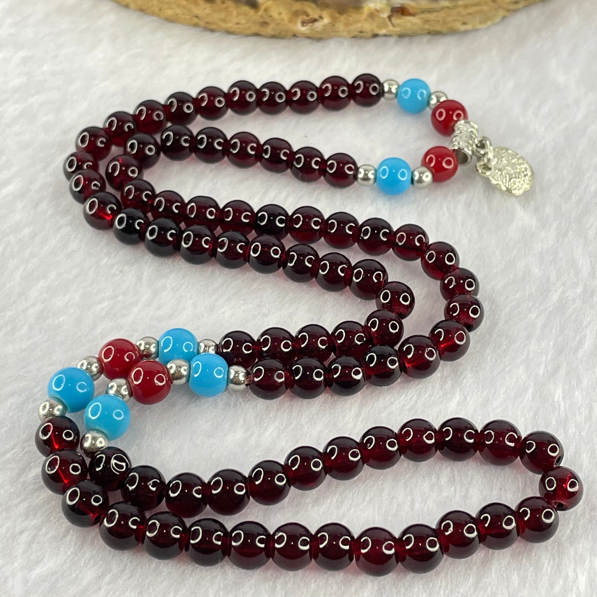 Natural Dark Red Blood Amber Beads Necklace 天然血珀项链 27.79g 54cm 6.4mm 80 Beads - Huangs Jadeite and Jewelry Pte Ltd