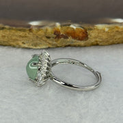 Type A Semi Icy Light Green Jadeite with Crystals in S925 Sliver Ring (Adjustable Size) 2.59g 9.2 by 7.5 by 5.0mm - Huangs Jadeite and Jewelry Pte Ltd