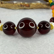 Natural Dark Blood Red Amber Beads Necklace 19.46g 20.7mm 1 Bead 14.6mm 2 Beads 10.2mm 10.2mm - Huangs Jadeite and Jewelry Pte Ltd