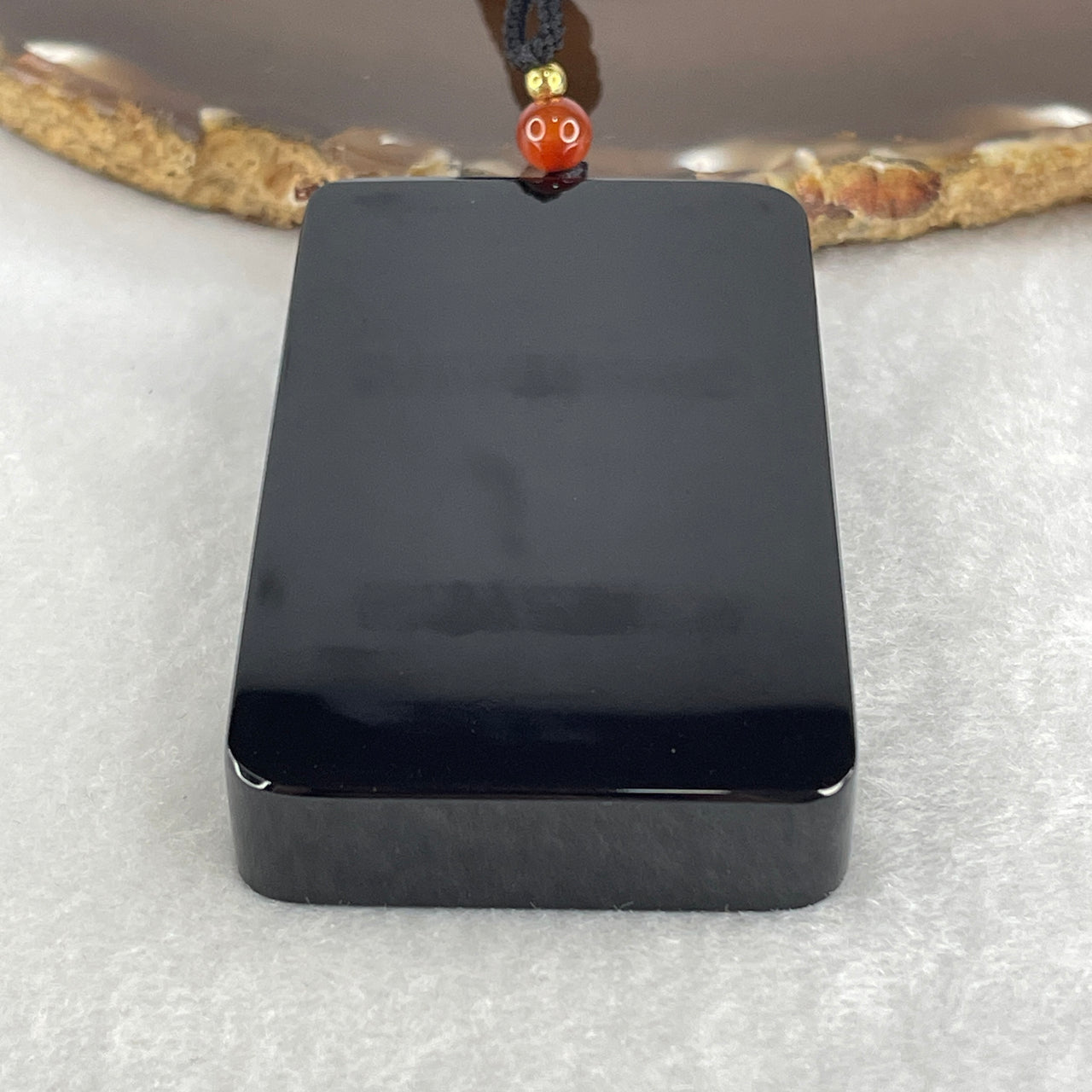 Certified Natural Black Wu Shi Pai Pendant 89.20g - 71.0x40.8x10.9mm - Solid Black Nephrite Grade A Untreated Tablet - Large Jade Jewelry