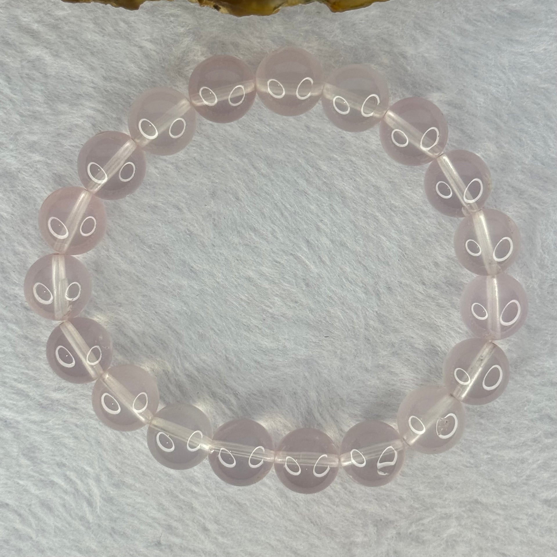 Natural Rose Quartz Beads Bracelet 天然玫瑰石英珠手链 26.55g 16cm 10.1mm 19 Beads - Huangs Jadeite and Jewelry Pte Ltd