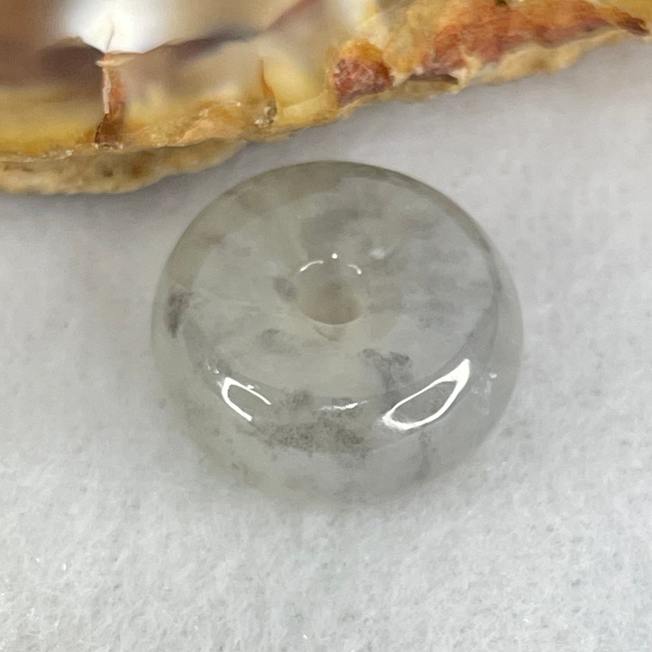 Type A Semi Icy Wuji Grey Jadeite Ping An Kou Charm/Pendant 2.86g 14.1 by 6.7mm - Huangs Jadeite and Jewelry Pte Ltd