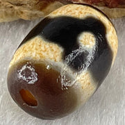 Natural Powerful Tibetan Old Oily Dark Brown With White Agate 3 Eyes Dzi Bead Heavenly Master (Tian Zhu) 三眼天诛 3.32g 16.0 by 11.7mm - Huangs Jadeite and Jewelry Pte Ltd