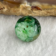 Natural Type A Lao Keng Old Mine Green Jadeite Flora Carving Bead Charm 1.36g 11.4mm - Huangs Jadeite and Jewelry Pte Ltd