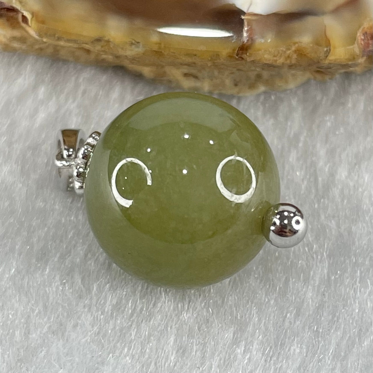 Type A Brown Jadeite Bead in S925 Silver Pendant for Bracelet/Necklace 5.20g 13.9mm - Huangs Jadeite and Jewelry Pte Ltd