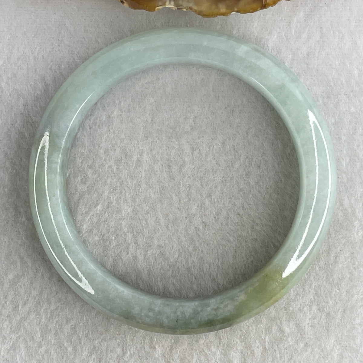 Certified Natural Type A Sky Blue & Yellowish Spot Jadeite Bangle | (47.46g | 53.7mm Inner Diameter | 11.1mm x 8.3mm | Close to Perfect | Throat, Solar Plexus, Crown & Heart Chakra Synergy, Wisdom & Wealth Magnet Anchor) - Huangs Jadeite and Jewelry Pte Ltd