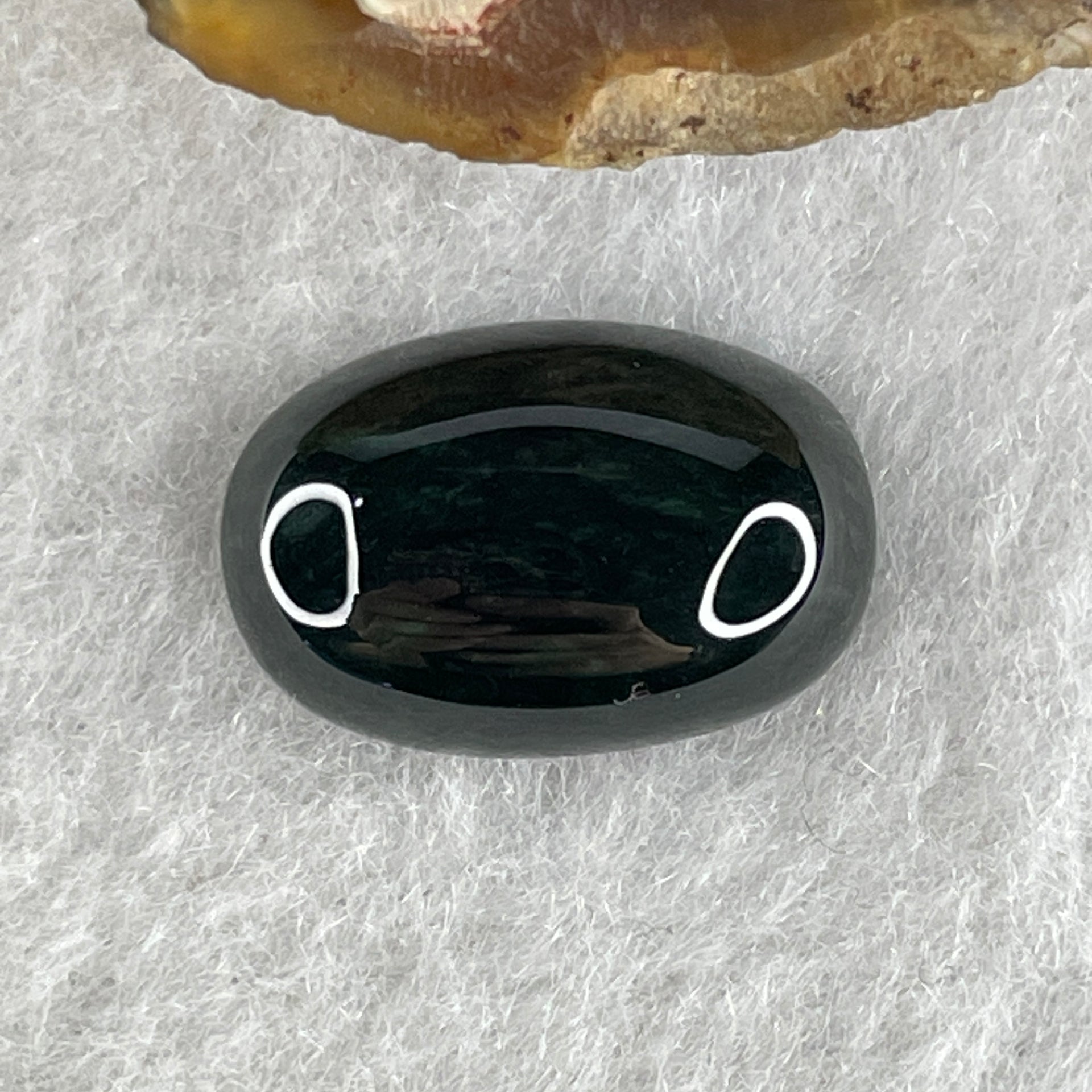 Type A Translucent Black Omphacite Jadeite Round Cabouchon Stone For Setting 1.98g 16.4 by 10.9 by 5.3mm - Huangs Jadeite and Jewelry Pte Ltd