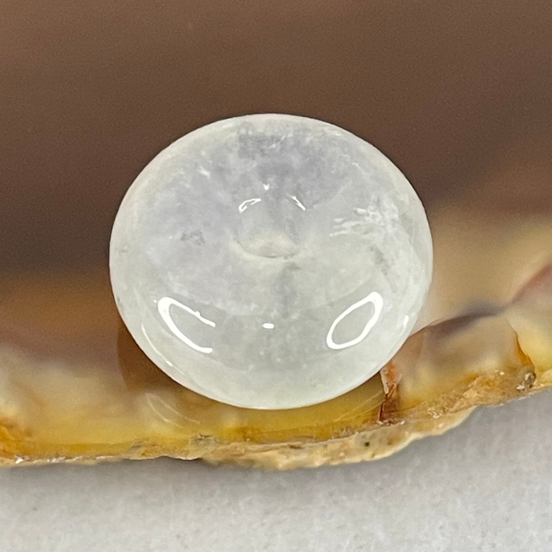 Type A Semi Icy Faint Lavender Green With Wuji Grey Jadeite Ping An Kou Donut Pendant/Charm 2.11g 13.2 by 5.9mm - Huangs Jadeite and Jewelry Pte Ltd