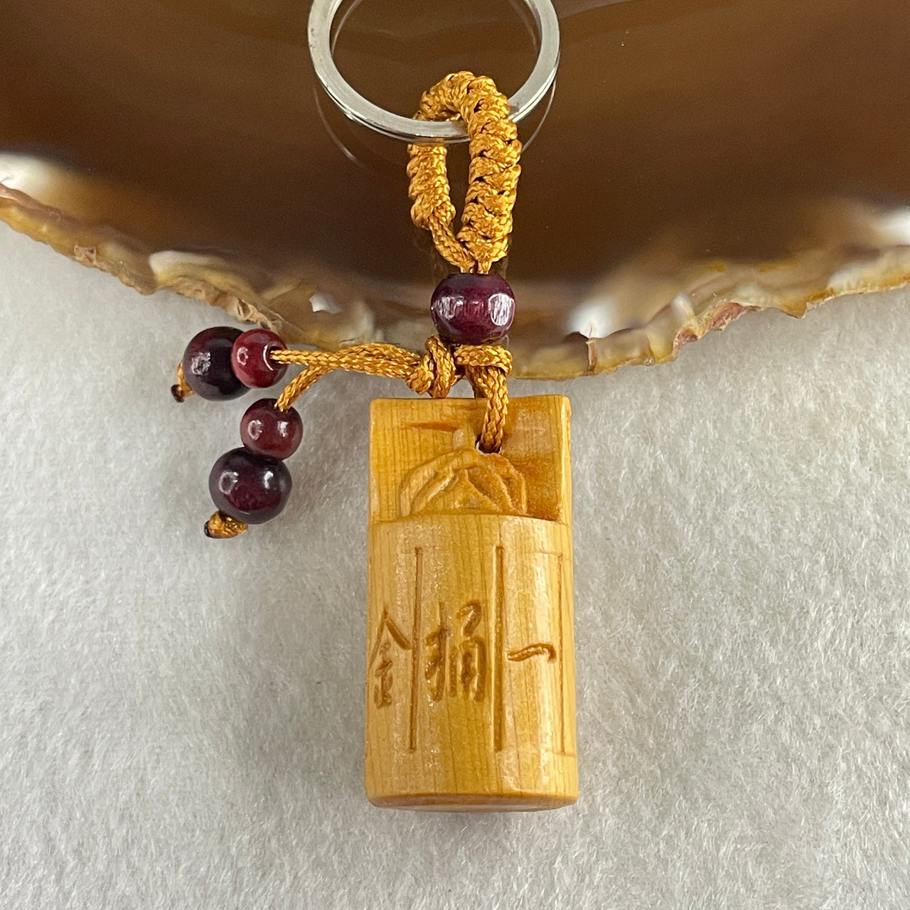 Natural Wood Golden Bucket Handphone Charm 8.67g 38.2 by 19.2mm - Huangs Jadeite and Jewelry Pte Ltd