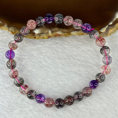 Good Grade Natural Super 7 Crystal Beads Bracelet 天然超级七水晶珠手链 11.70g 16cm 6.9mm 29 Beads - Huangs Jadeite and Jewelry Pte Ltd
