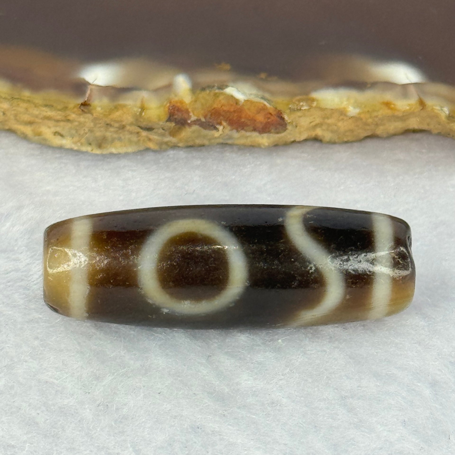 Natural Powerful Tibetan Old Oily Agate Sky Door Serenity 1 Eye Dzi Bead Heavenly Master (Tian Zhu) 一眼天诛 10.00g 37.9 by 17.8mm - Huangs Jadeite and Jewelry Pte Ltd
