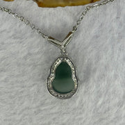 Type A Icy Blueish Green Jadeite Hulu Pendent in S925 Sliver Necklace 3.19g 11.1 by 8.2 by 2.5mm - Huangs Jadeite and Jewelry Pte Ltd