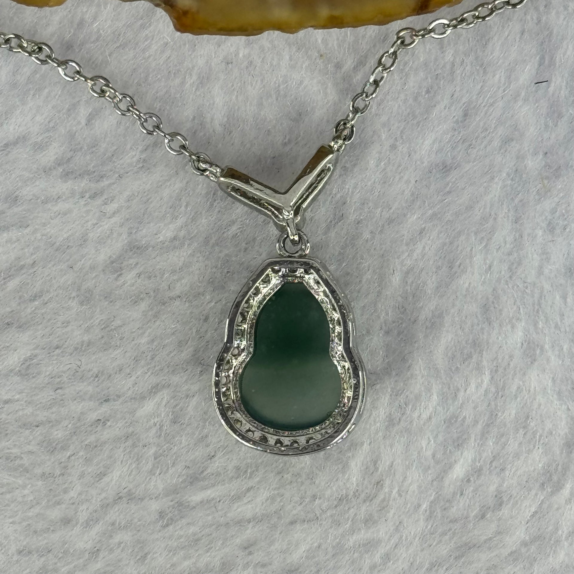 Type A Icy Blueish Green Jadeite Hulu Pendent in S925 Sliver Necklace 3.19g 11.1 by 8.2 by 2.5mm - Huangs Jadeite and Jewelry Pte Ltd