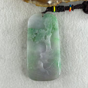 Type A Jelly Lavender and Spicy Green Piao Hua Jadeite Shan Shui and Benefactor 87.19g 79.4 by 40.7 by 11.7mm - Huangs Jadeite and Jewelry Pte Ltd