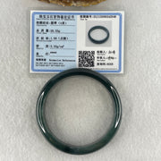 Certified Natural Type A Dark Blueish Green Jadeite Bangle | 61.1mm Inner Diameter (56.03g 12.9x7.4mm | Perfect | Emotional Wisdom, Abundance & Sovereign Energy Shield) - Huangs Jadeite and Jewelry Pte Ltd