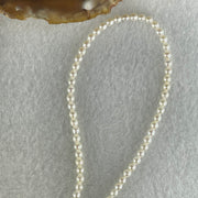 Natural Fresh Water Pinkish White Pearls with Oyster Shell Hulu in Silver Necklace 7.36g 40cm 3.2mm 129 Beads - Huangs Jadeite and Jewelry Pte Ltd