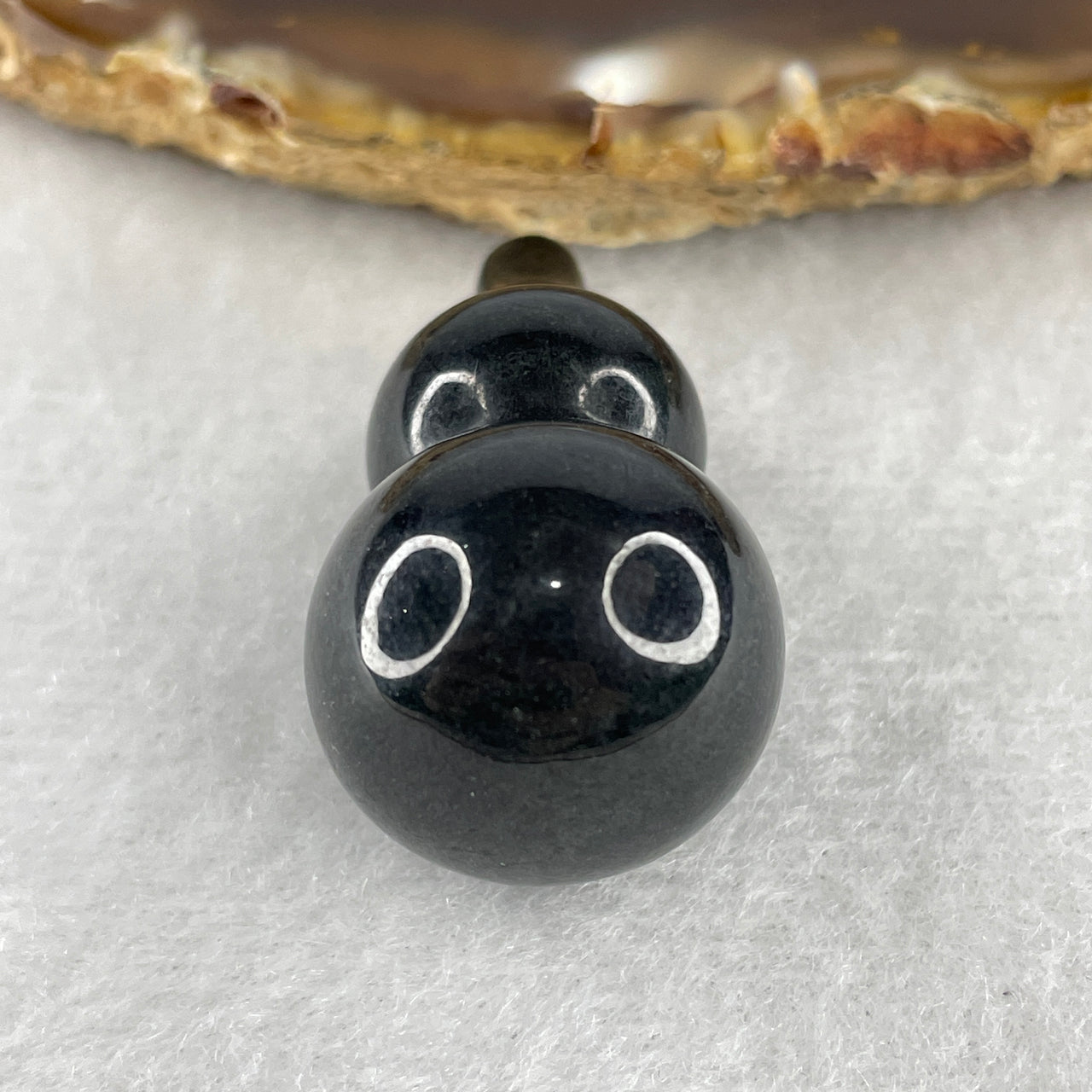 Harmony, Protection Stone - Certified Natural Type A Black Jadeite Mini Hulu Display 17.12g 36.0 by 19.7mm